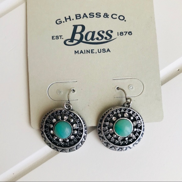 G.H. Bass & Co. Jewelry - G. H. Bass & Co. Silver Round Teal Stone Earrings